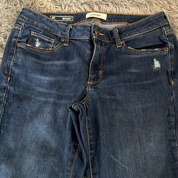 Raw edge skinny jeans 8 distressed denim antique blue mid rise 8R Sonoma NEW - Picture 4 of 6